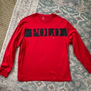 Polo Ralph Lauren Red Long Sleeve Tee | Bold Logo Graphic